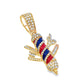 10K Yellow Gold 0.50 ctw Diamond Barber Pole Pendant | Blue & Red Enamel | Luxury Statement Jewelry | Jewelry Palace