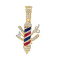 10K Yellow Gold 0.50 ctw Diamond Barber Pole Pendant | Blue & Red Enamel | Luxury Statement Jewelry | Jewelry Palace