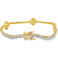10K Yellow Gold Women’s Diamond Clover Tennis Bracelet 2.40 ctw – Elegant Four-Leaf Clover Design | Jewelry Palace