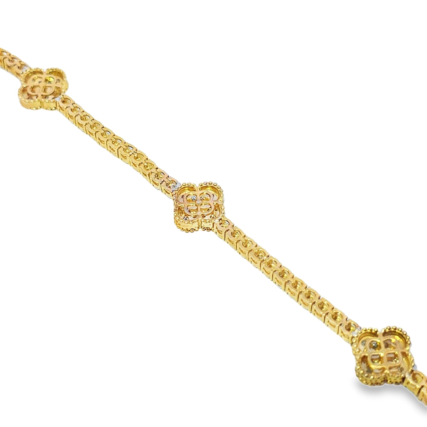 Women's Diamond Clover Tennis Bracelet 2.40 ctw 10K Yellow Gold