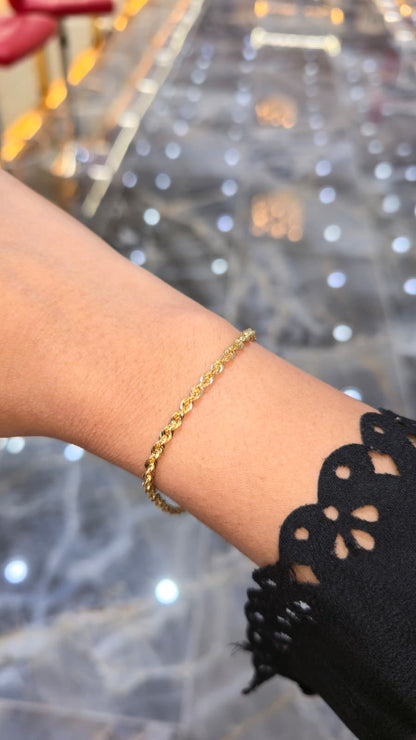 10K Yellow Gold Rope Bracelet 3mm Diamond Cut Chain 6" 7" 8" Mens Womens
