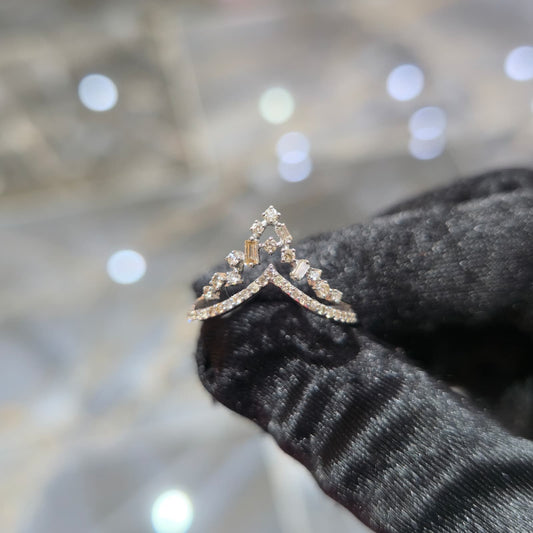 10K White Gold Natural Diamond V-Shaped Band Ring – 0.60 CTW