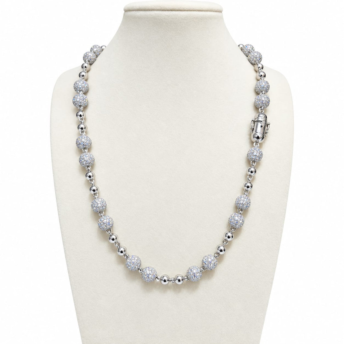 VVS Beaded Chain  – 8mm Iced Beads & 6mm Plain Beads