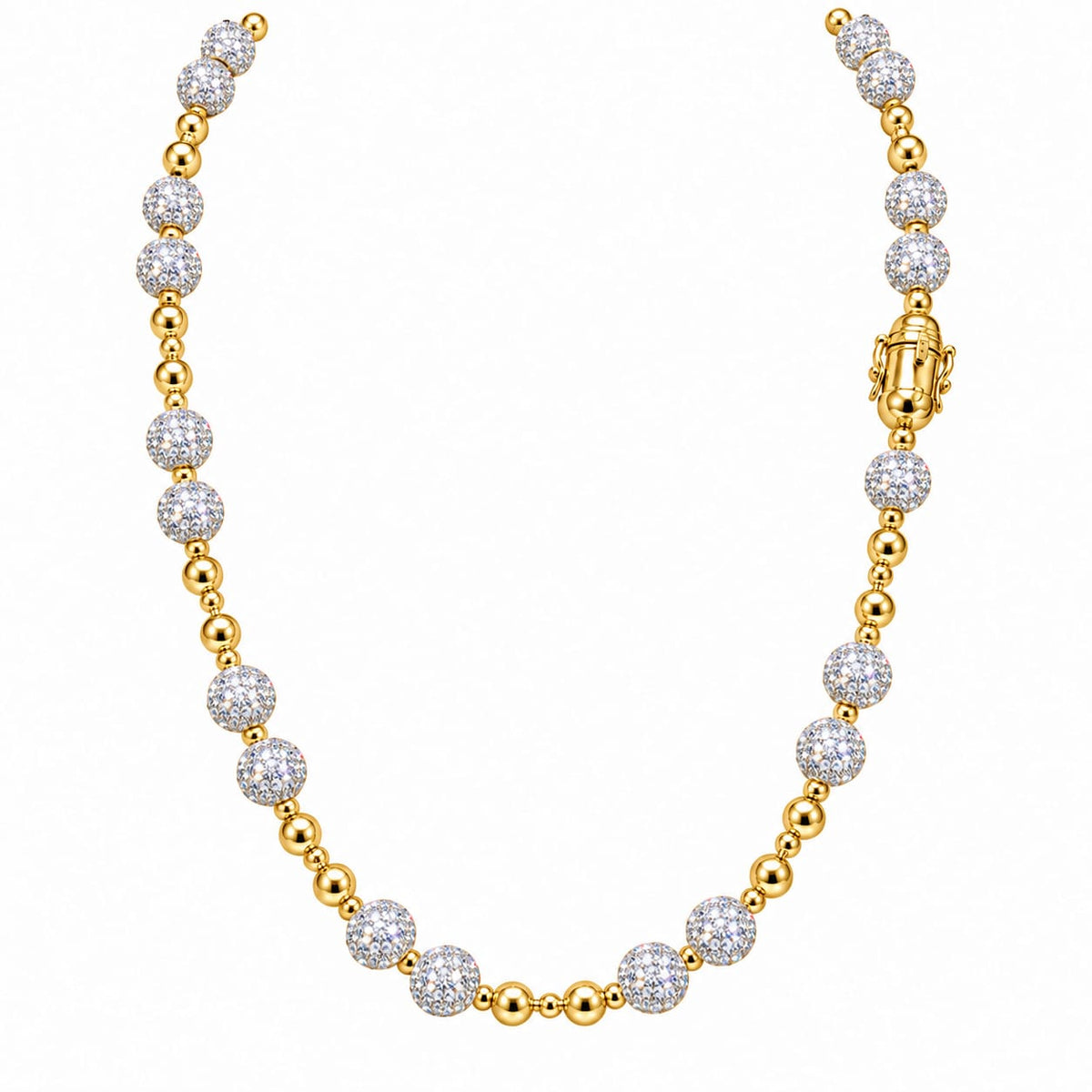 VVS Beaded Chain  – 8mm Iced Beads & 6mm Plain Beads