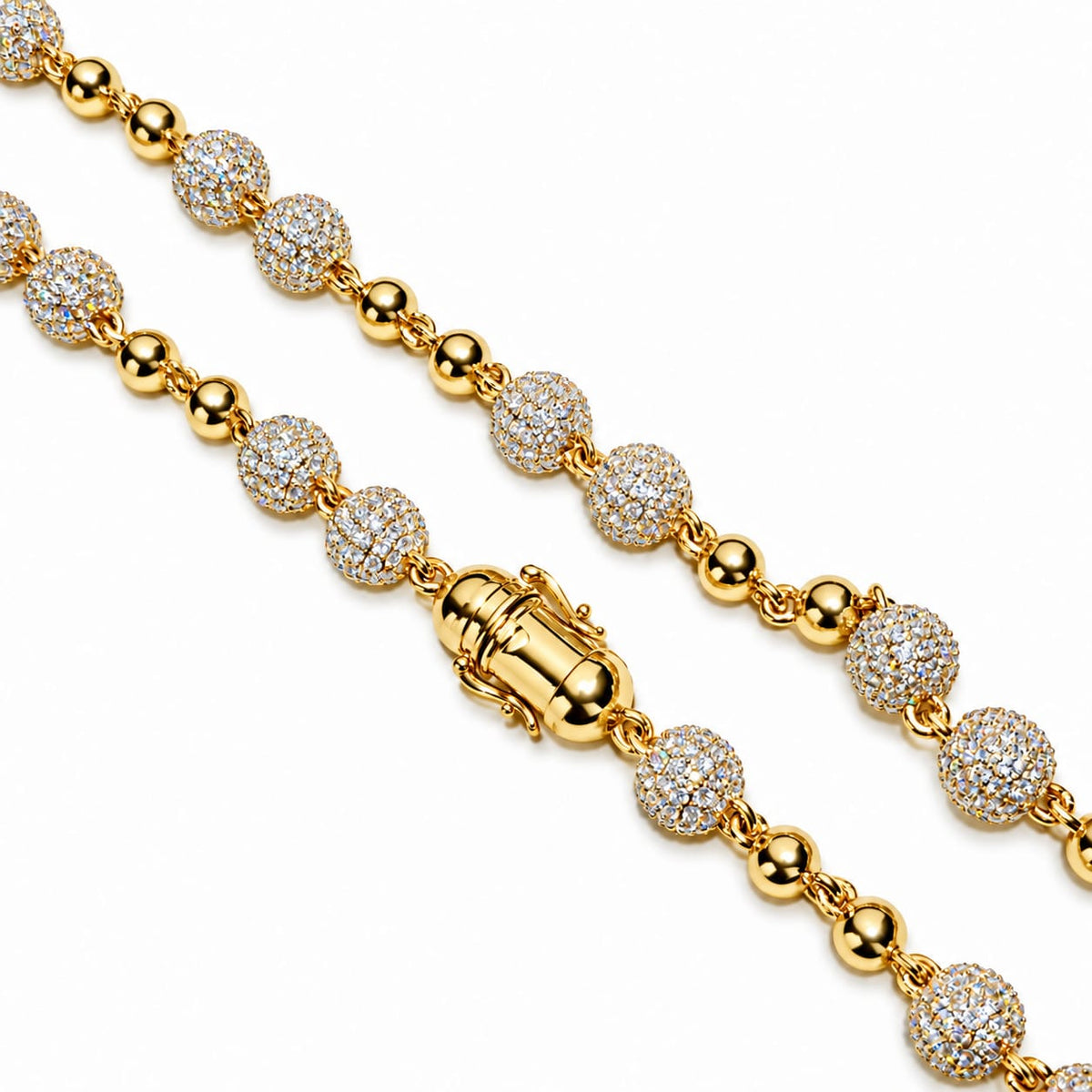 VVS Beaded Chain  – 8mm Iced Beads & 6mm Plain Beads