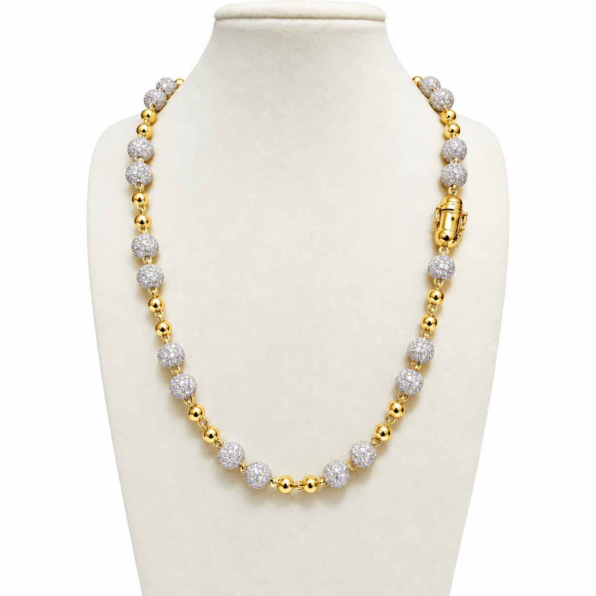VVS Beaded Chain  – 8mm Iced Beads & 6mm Plain Beads
