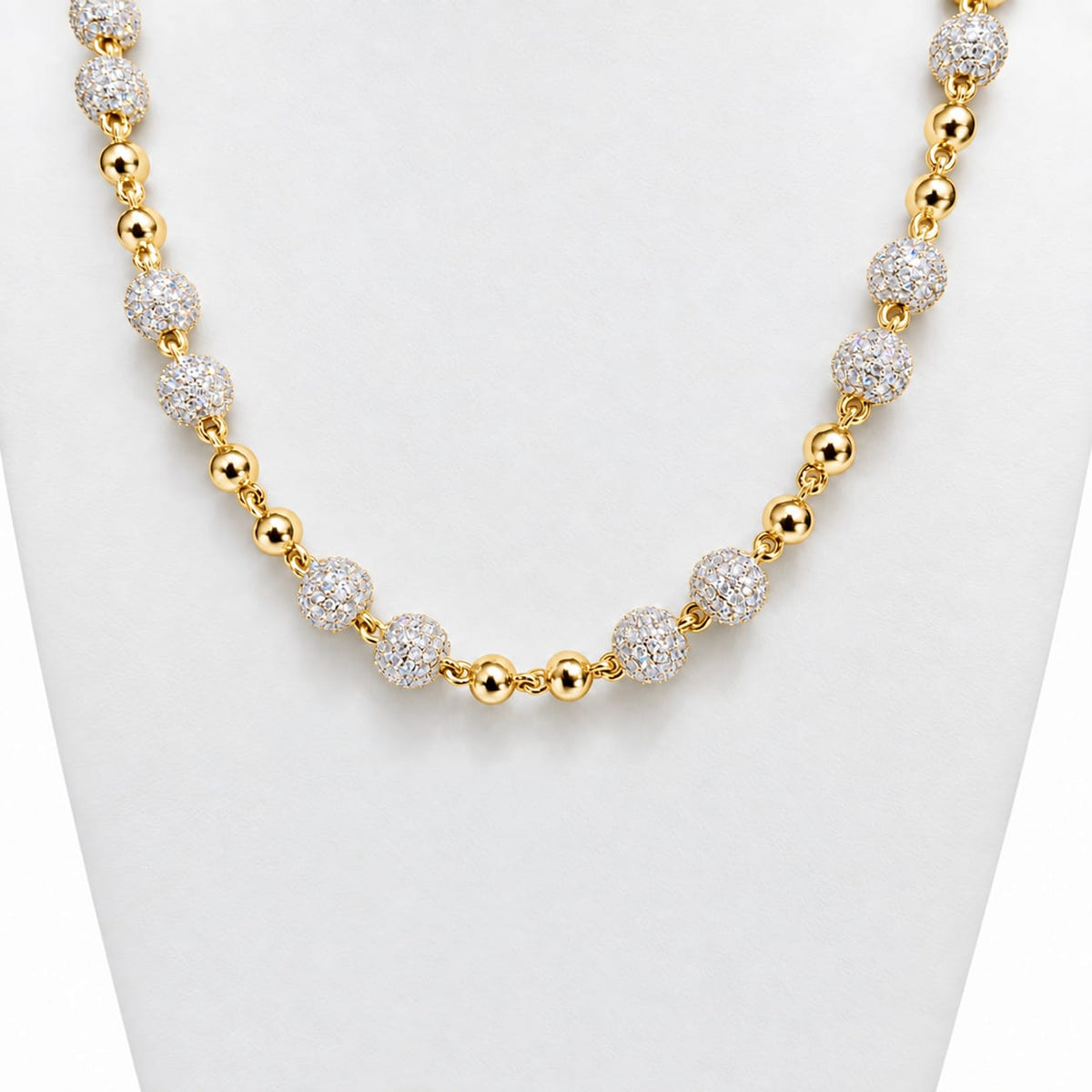 VVS Beaded Chain  – 8mm Iced Beads & 6mm Plain Beads