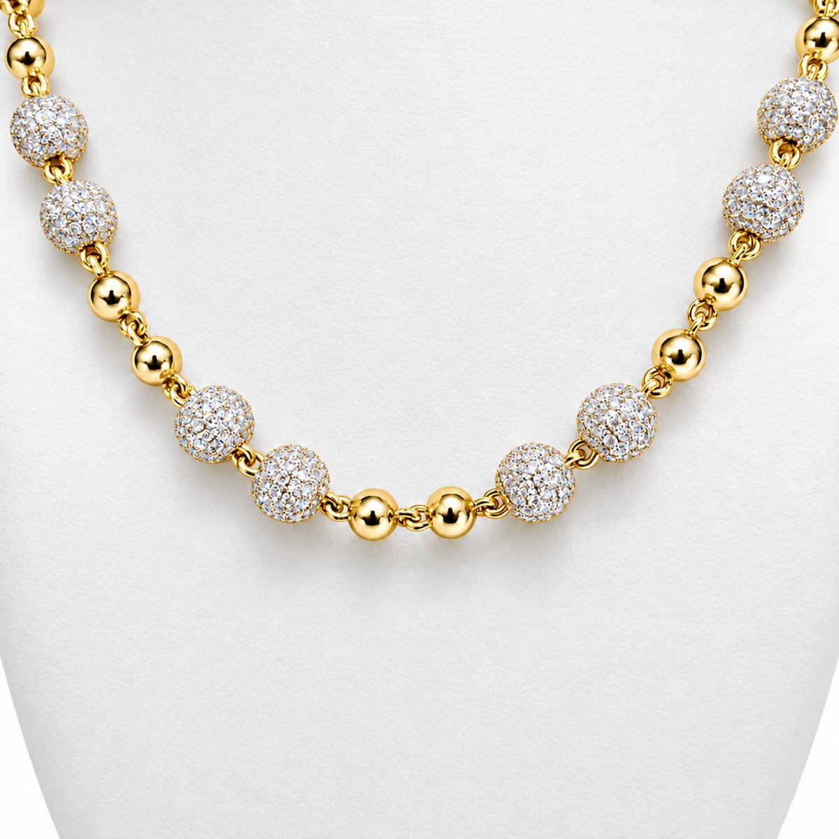 VVS Beaded Chain  – 8mm Iced Beads & 6mm Plain Beads