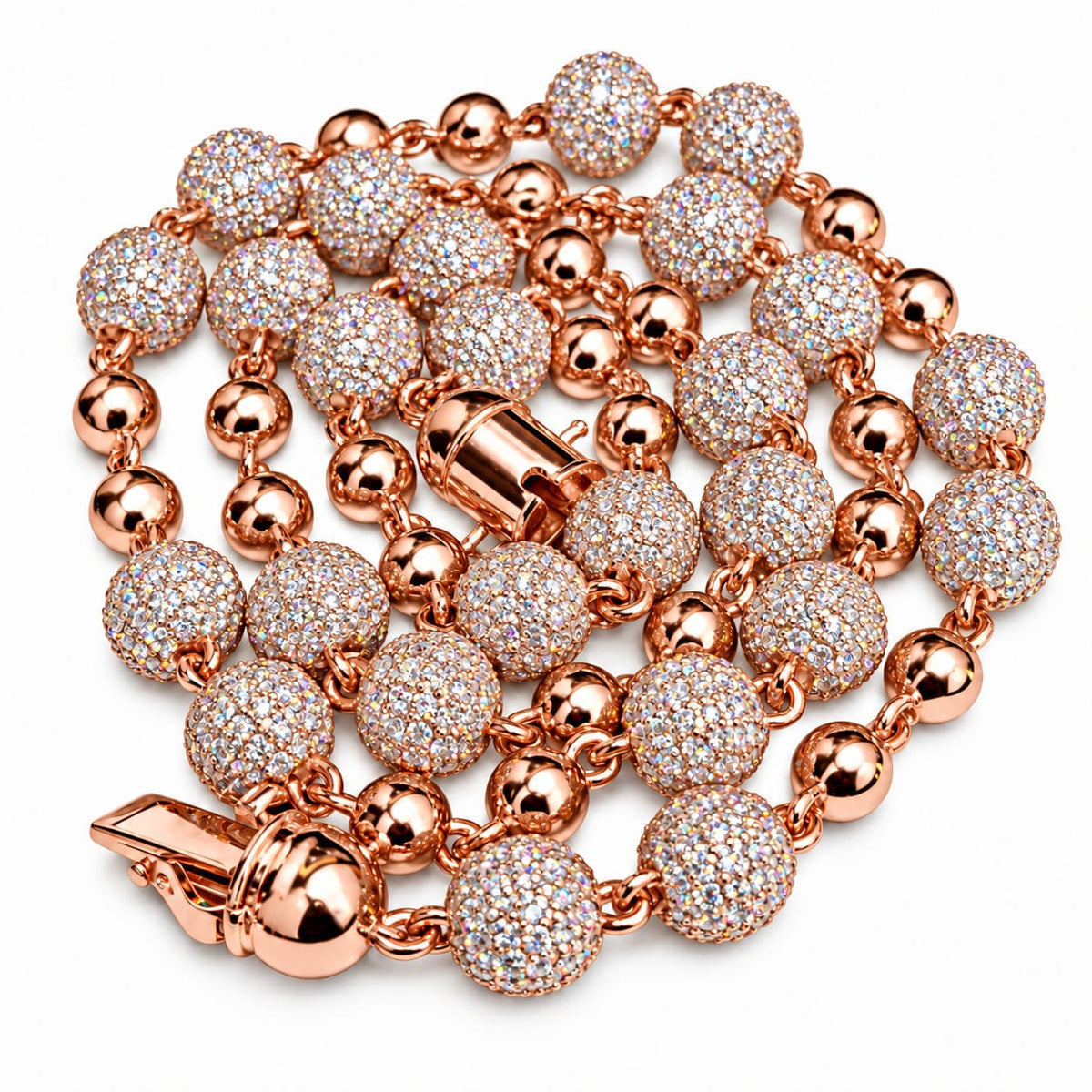 VVS Beaded Chain  – 8mm Iced Beads & 6mm Plain Beads