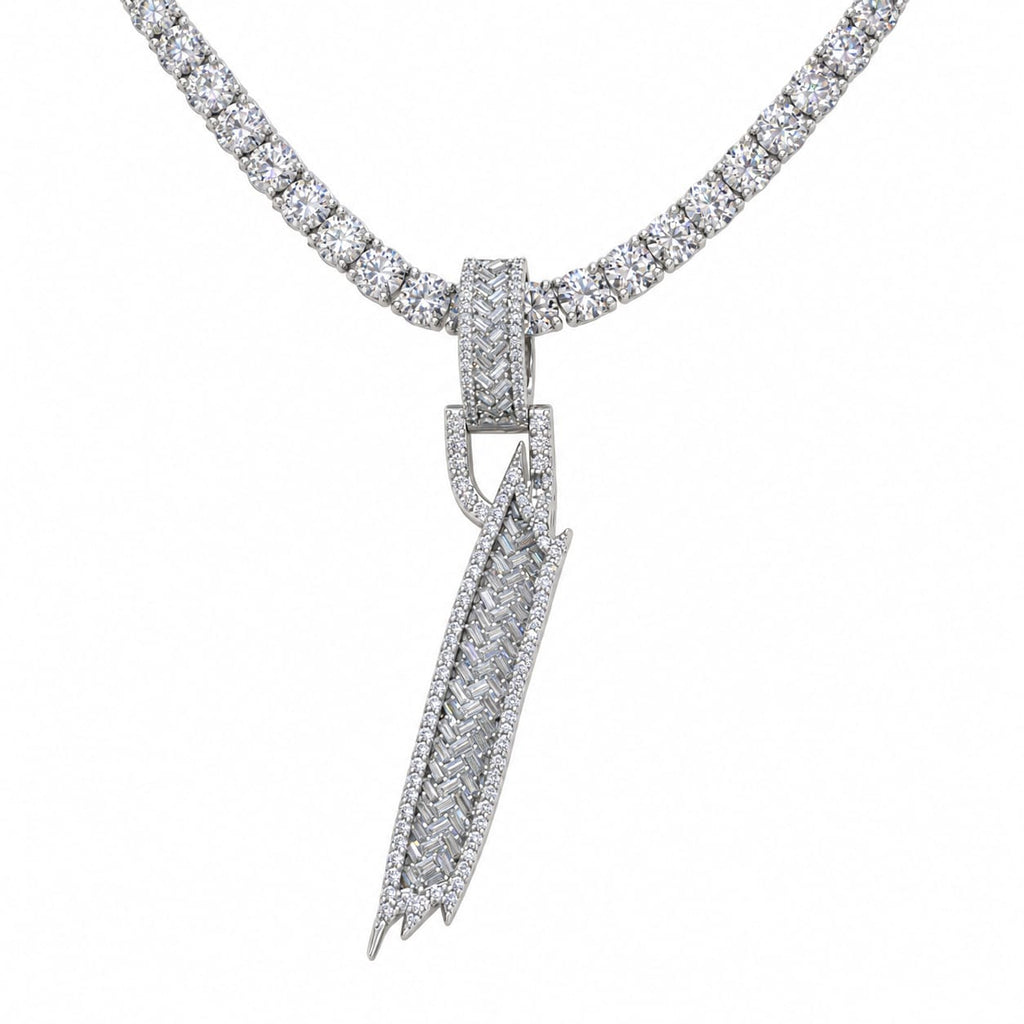 5MM Silver VVS D Color Moissanite Tennis Chain with Initial Pendant – 22” & 24” | Jewelry Palace