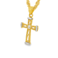 10K Yellow Gold Cross Charm Pendant Necklace | Two-Tone Accent with Rope Chain | Jewelry Palace