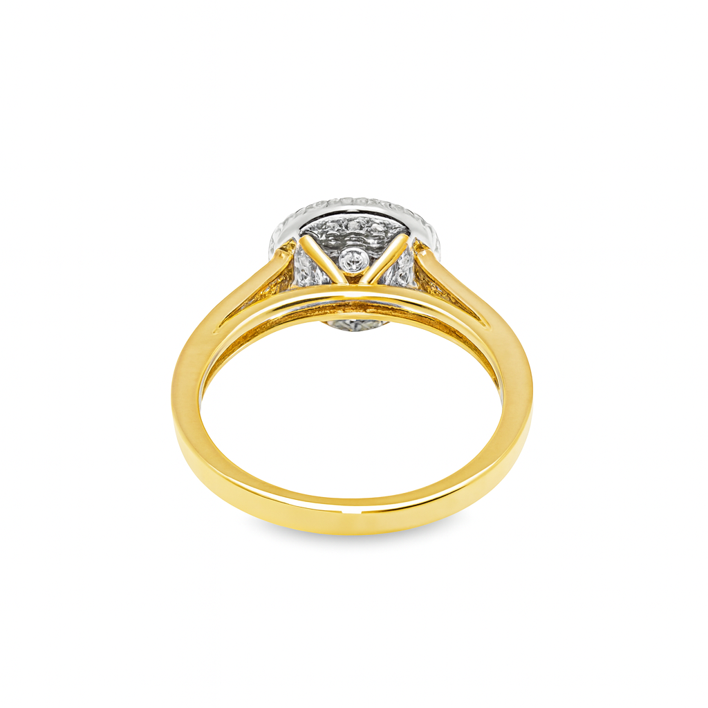 10K Yellow Gold Diamond Cluster Ring 0.41 ctw | Round Brilliant Halo Design – Jewelry Palace Lithonia GA