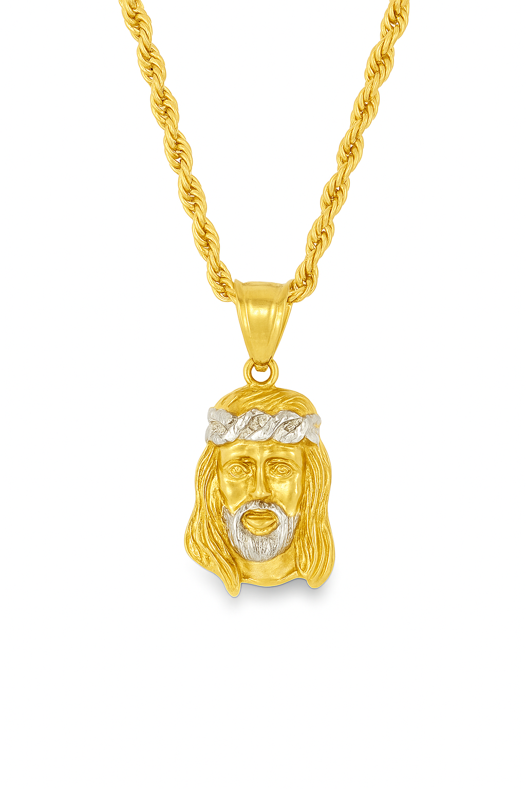 10K Yellow Gold Jesus Face Pendant Necklace Set – Symbol of Faith & Strength | Jewelry Palace