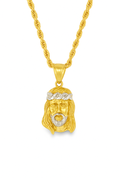 10K Yellow Gold Jesus Face Pendant Necklace Set – Symbol of Faith & Strength | Jewelry Palace
