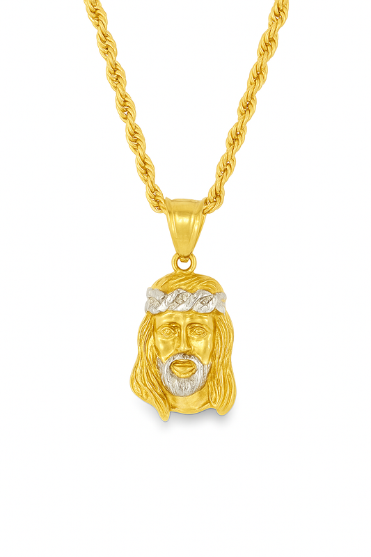 10K Yellow Gold Jesus Face Pendant Necklace Set – Symbol of Faith & Strength | Jewelry Palace