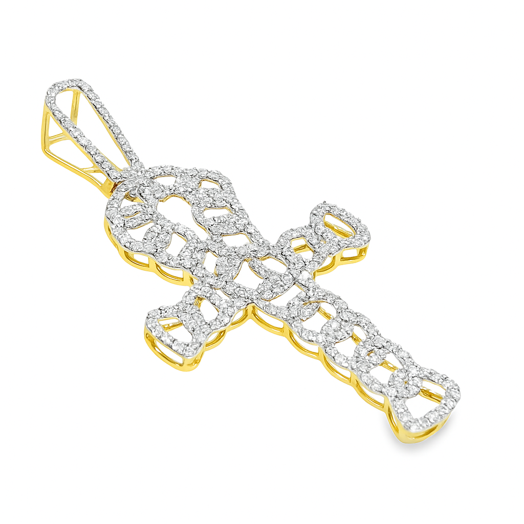 14K Yellow Gold Diamond Ankh Pendant 0.87 ctw | Round Brilliant Design
