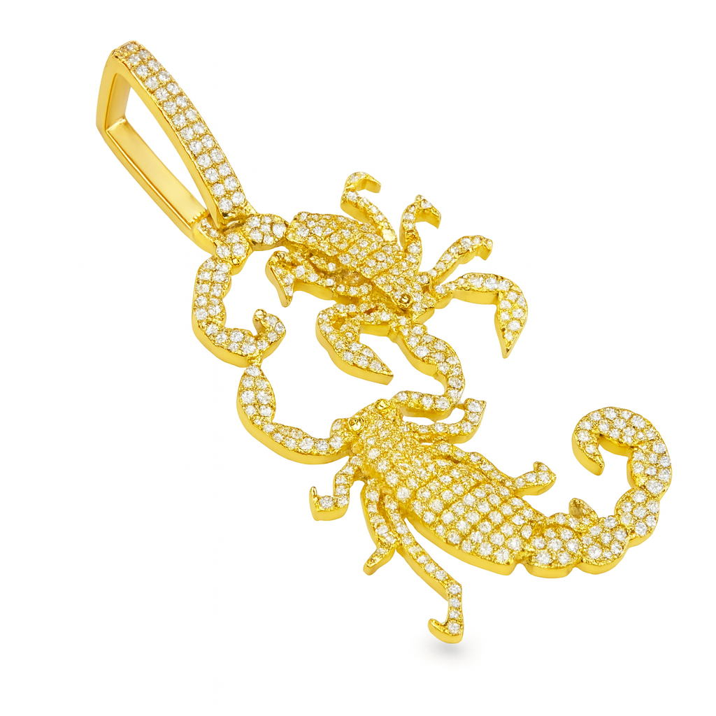 10K Yellow Gold Diamond “2 Scorpios” Pendant 2.50 ctw | Iced Out Zodiac Pendant – Jewelry Palace
