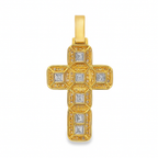 10K Yellow Gold Diamond Cross Pendant with Square Cut Diamonds 4.0 ctw