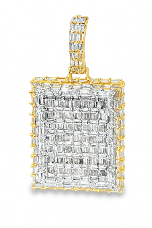 10K Yellow Gold Diamond Square Cut Pendant 5.00 ctw | Iced Out Baguette Pendant for Men – Jewelry Palace