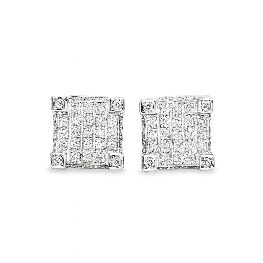 10K Yellow & White Gold Diamond Square Stud Earrings 0.25 CTW | Jewelry Palace