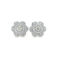 10K Yellow Gold Diamond Flower Halo Earrings 0.60 CTW | Jewelry Palace