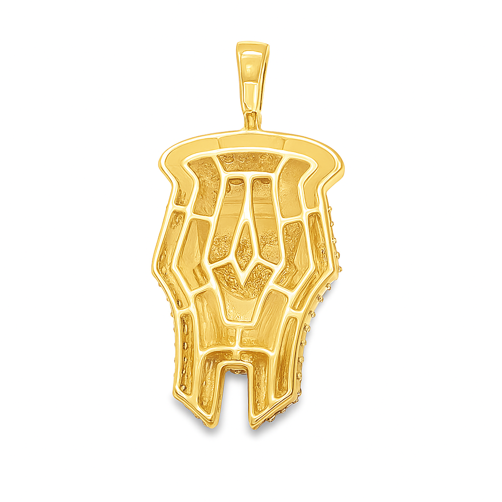 10K Yellow Gold Diamond Pharaoh Pendant 0.88 ctw | Baguette & Round Diamond Charm