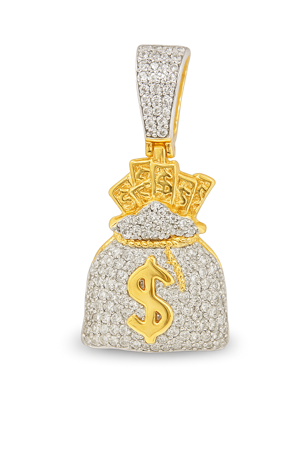 10K Yellow Gold 0.625 CTW Diamond Money Bag Pendant