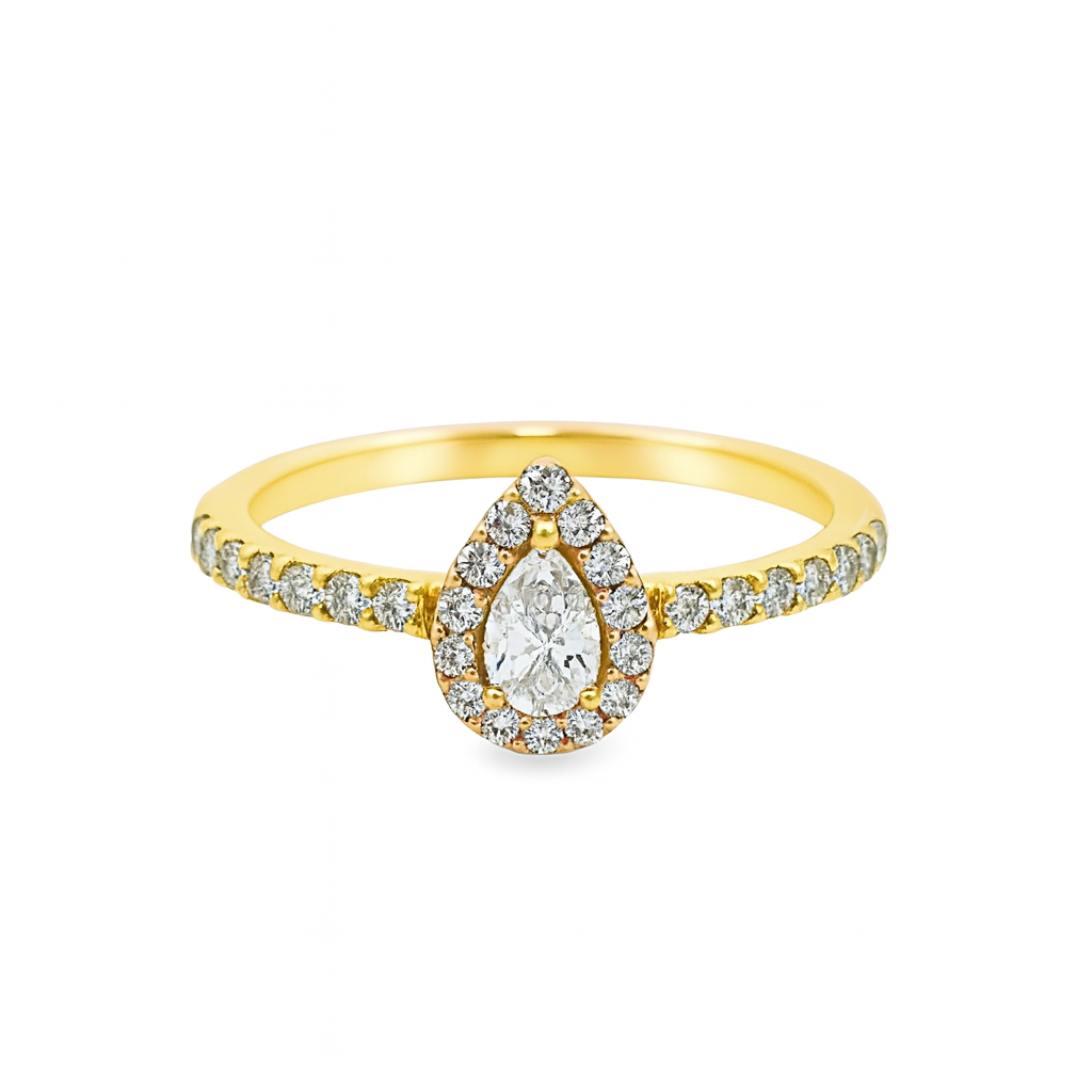 14K Yellow Gold Pear Cut Diamond Ring 0.65 ctw