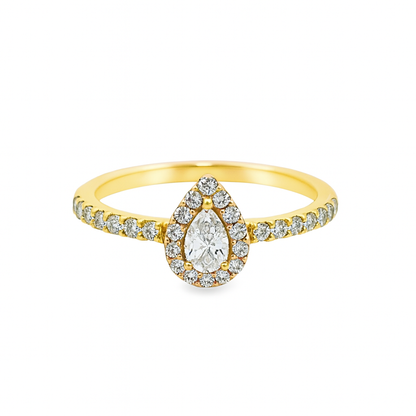 14K Yellow Gold Pear Cut Diamond Ring 0.65 ctw