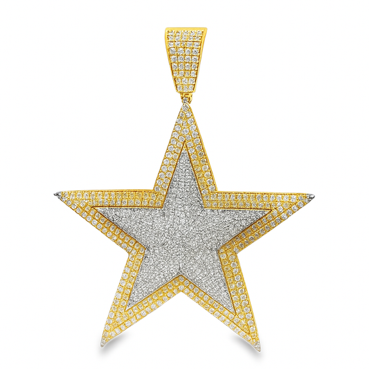 10K Yellow Gold Diamond Star Pendant 1.70 ctw – Two-Tone Iced-Out Star Design | Jewelry Palace Lithonia, GA