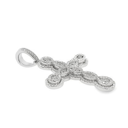 10K White Gold Elegant Diamond Cross Pendant 0.68 ctw
