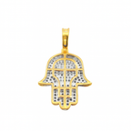 10K Yellow Gold Diamond Hamsa Hand Pendant 0.33 ctw | Unisex Spiritual Protection | Jewelry Palace