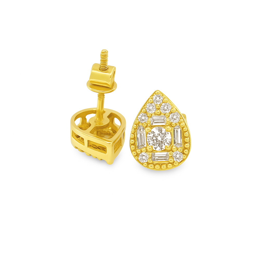 10K Yellow Gold Diamond Pear-Shaped Earrings 0.60 CTW | Jewelry Palace