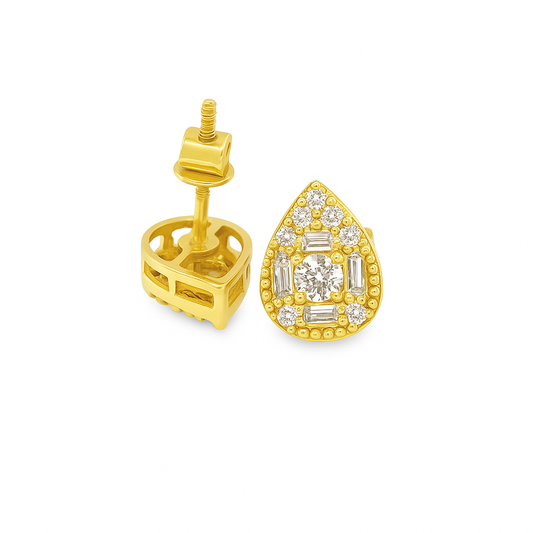 10K Yellow Gold Diamond Pear-Shaped Earrings 0.60 CTW | Jewelry Palace
