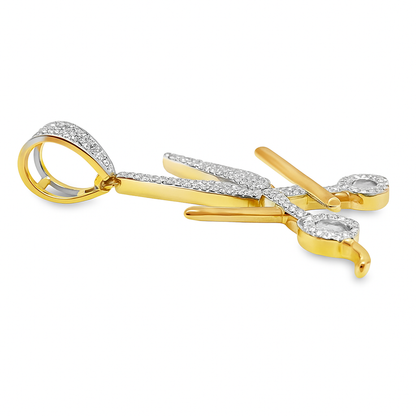 10K Yellow Gold Diamond Scissors Pendant 0.33 ctw – Barber & Stylist Jewelry | Jewelry Palace Lithonia, GA