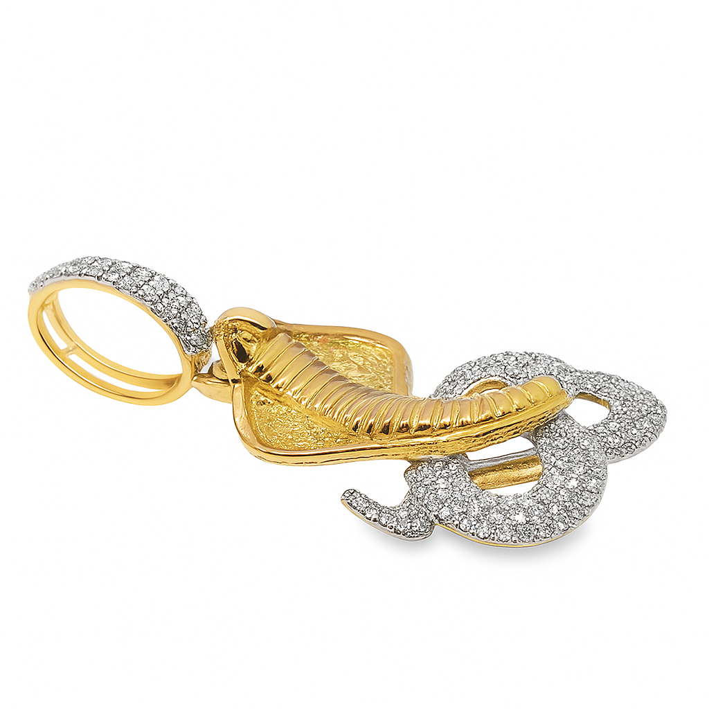 10K Yellow Gold Diamond Snake Pendant 1/5 ctw – Unique Gold Serpent Charm | Jewelry Palace Lithonia, GA