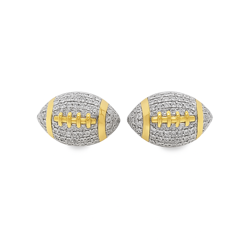 10K Yellow Gold Diamond Football Stud Earrings – 1/3 CTW | Jewelry Palace
