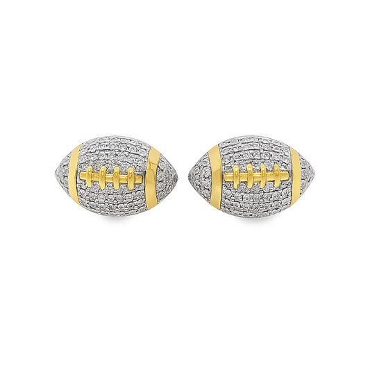 10K Yellow Gold Diamond Football Stud Earrings – 1/3 CTW | Jewelry Palace