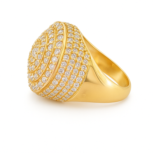 Men’s 10K Yellow Gold Diamond Round Cluster Ring 3.00 CTW | Iced-Out Statement Ring | Jewelry Palace