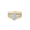10K Yellow Gold Diamond Halo Engagement Ring Set w/ Band 0.42 CTW Bridal
