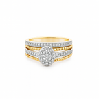 10K Yellow Gold Diamond Halo Engagement Ring Set w/ Band 0.42 CTW Bridal