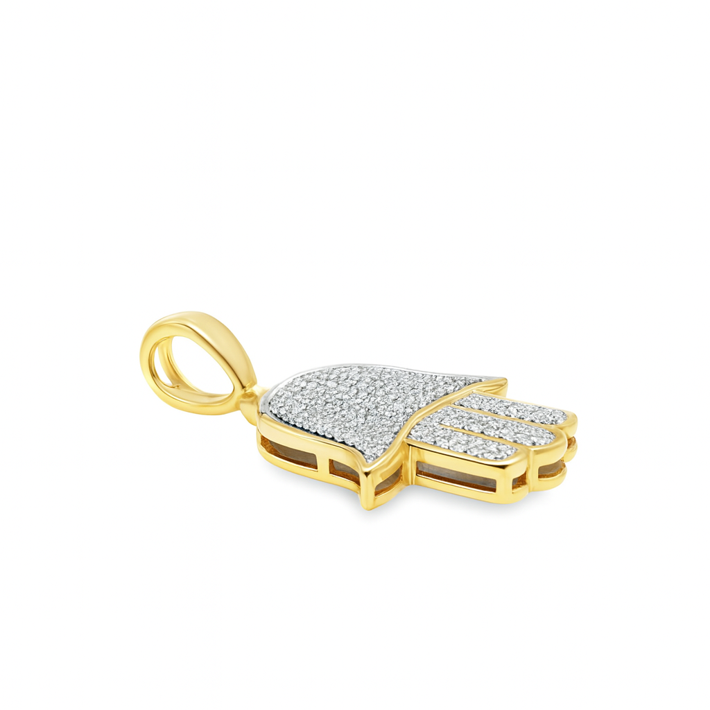 10K Yellow Gold Diamond Hamsa Hand Pendant 0.33 ctw | Unisex Spiritual Protection | Jewelry Palace