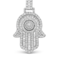 Double Layer Hamsa Hand Pendant 1.20 ctw Diamond 10K White Gold | Spiritual Protection Symbol | Jewelry Palace