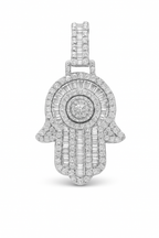 10K White Gold 1.20 CTW Diamond Hamsa Hand Pendant