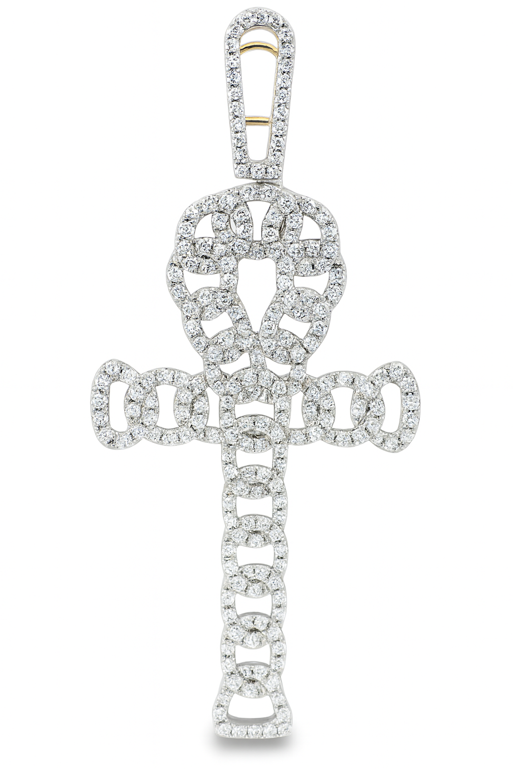 14K Yellow Gold Diamond Ankh Pendant 0.87 ctw | Round Brilliant Design