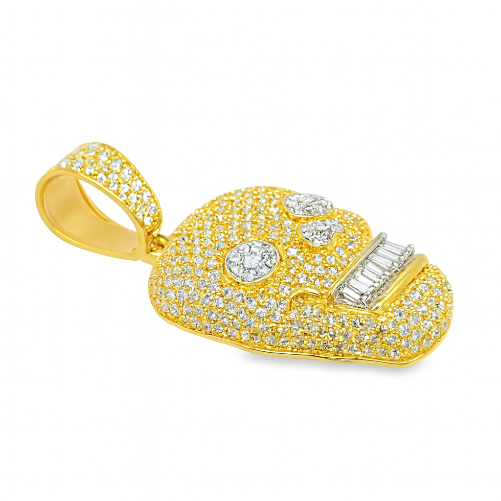 10K Yellow Gold Diamond Pavé Skull Pendant 2.15 ctw | Iced Out Men’s Hip Hop Pendant – Jewelry Palace