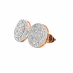 10K Rose Gold 0.60 ctw Diamond Earrings | Baguette Center with Prong-Set Halo | Jewelry Palace