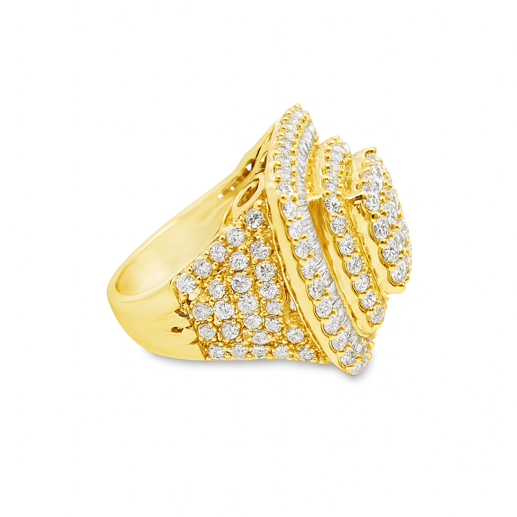 14K Yellow Gold Diamond Cushion Cluster Ring 5.10 ctw – Luxury Men’s Statement Ring | Jewelry Palace Lithonia, GA
