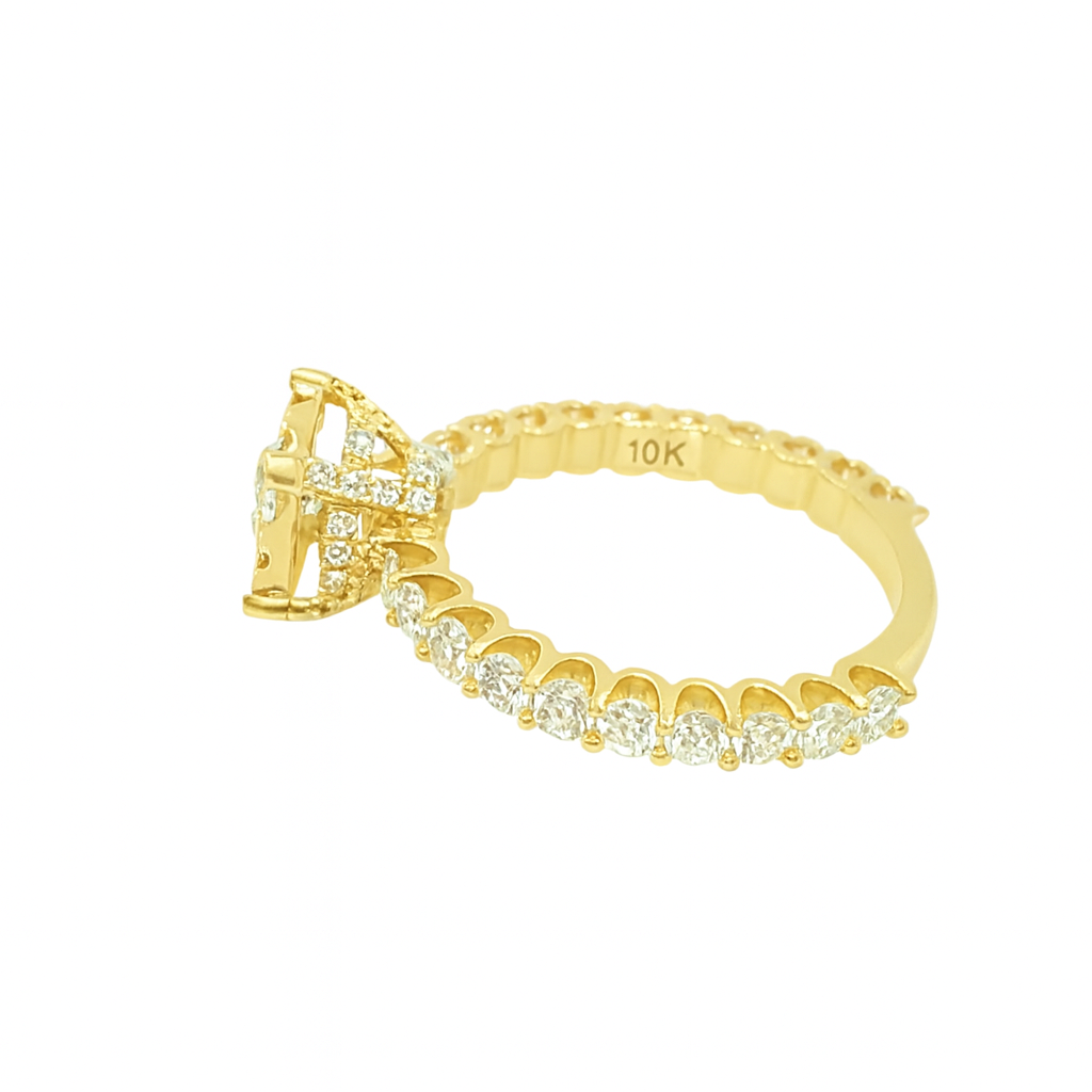 10K Yellow Gold Diamond Halo Engagement Ring Set 3.75 ctw