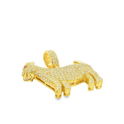 10K Yellow Gold Goat Pendant with Natural Diamonds 4.0 ctw